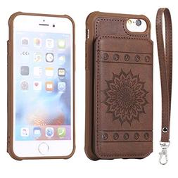 8/iphone 7 With Card Holder,embossed Sunflower Pattern Pu Le